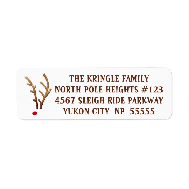 Abstrakt Red-Nposed Reindeer Returadress Etikett (Framsidan)