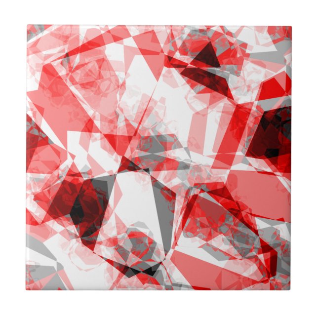 Abstrakt Red och Grått Geometric Mönster Kakelplatta (Framsidan)