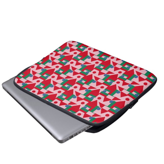 Abstrakt Red och Rosa Mönster med punkter Laptop Fodral (Framre botten)