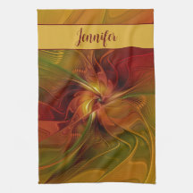 Abstrakt Red Orange Brown Grönt Flower Namn