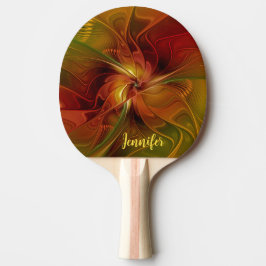 Abstrakt Red Orange Brown Grönt Flower Namn Pingisracket