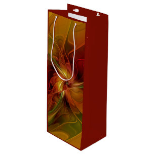 Abstrakt Red Orange Brown Grönt Fractal Art Flower