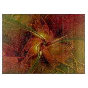 Abstrakt Red Orange Brown Grönt Fractal Art Flower