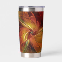 Abstrakt Red Orange Brown Grönt Fractal Art Flower