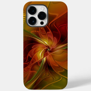 Abstrakt Red Orange Brown Grönt Fractal Art Flower