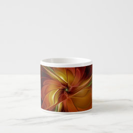 Abstrakt Red Orange Brown Grönt Fractal Art Flower Espressomugg