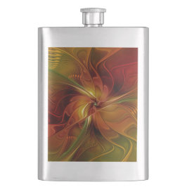 Abstrakt Red Orange Brown Grönt Fractal Art Flower Fickplunta