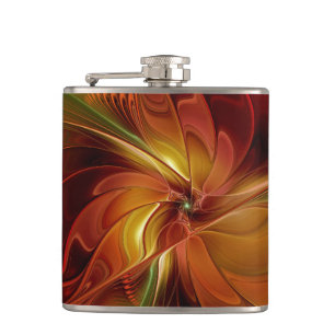 Abstrakt Red Orange Brown Grönt Fractal Art Flower Fickplunta