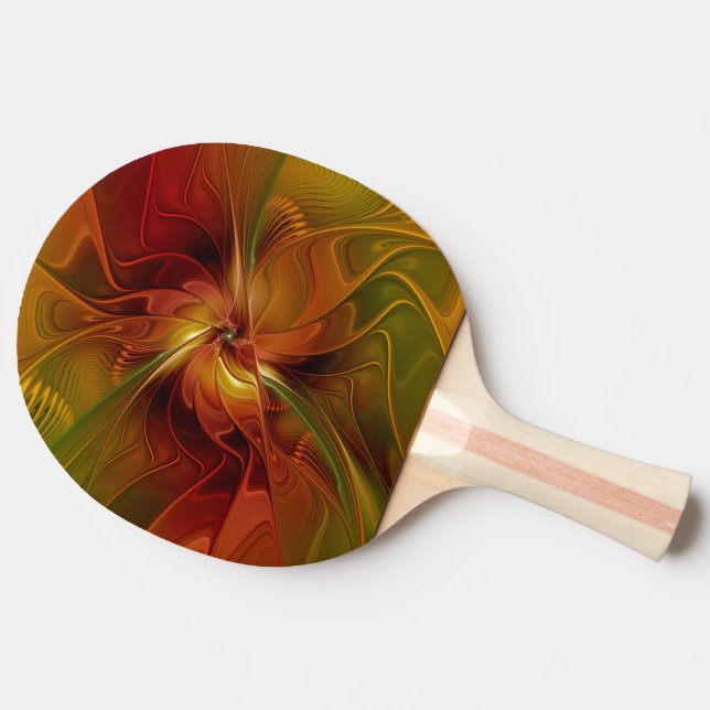 Abstrakt Red Orange Brown Grönt Fractal Art Flower Pingisracket (Sidan)