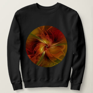Abstrakt Red Orange Brown Grönt Fractal Art Flower T Shirt