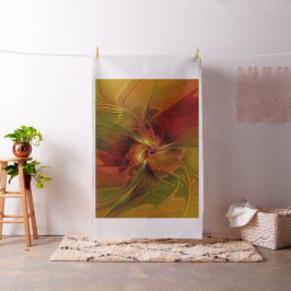 Abstrakt Red Orange Brown Grönt Fractal Art Flower Tyg