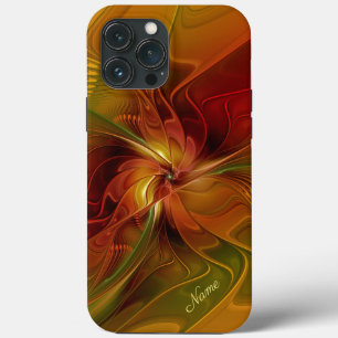 Abstrakt Red Orange Grönt Fractal Flower Namn