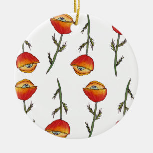 Abstrakt Red Poppy Surreal Art Ornament