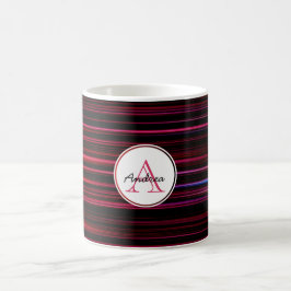 Abstrakt Red Rand on Black Monogrammed Kaffemugg
