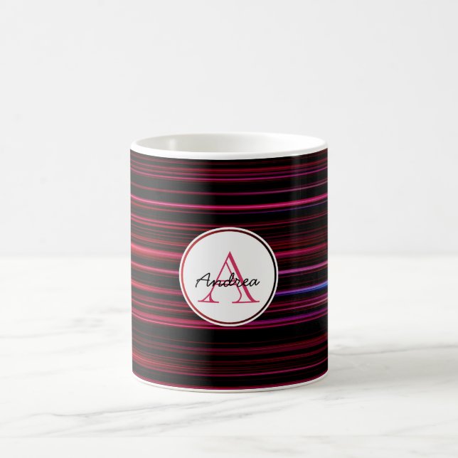 Abstrakt Red Rand on Black Monogrammed Kaffemugg (Center)