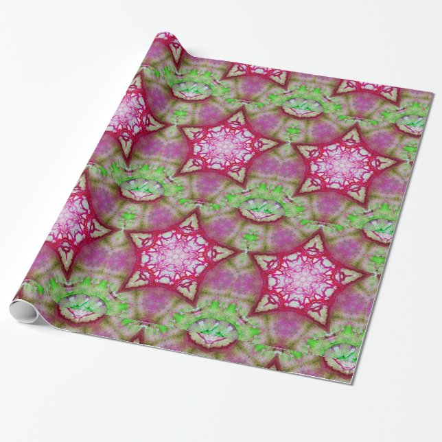 ABSTRAKT RED ROSA LILA FUCHSIA STAR PRESENTPAPPER (Utrullad)