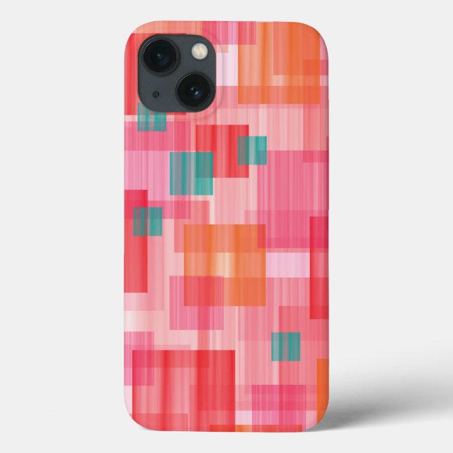 Abstrakt Red rosa teal Geometric Squares Mönster (Baksida)