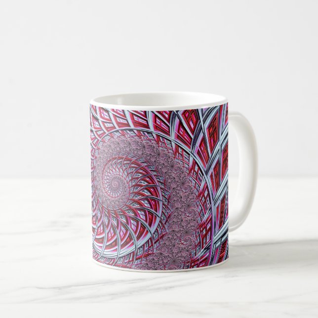 Abstrakt Red Spiral Fractal Kaffemugg (Framsida höger)
