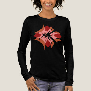 Abstrakt Red Tan Rosa Diamond Blommigt, popup-utse T Shirt