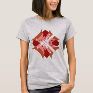 Abstrakt Red Tan Rosa Diamond Blommigt, popup-utse T Shirt