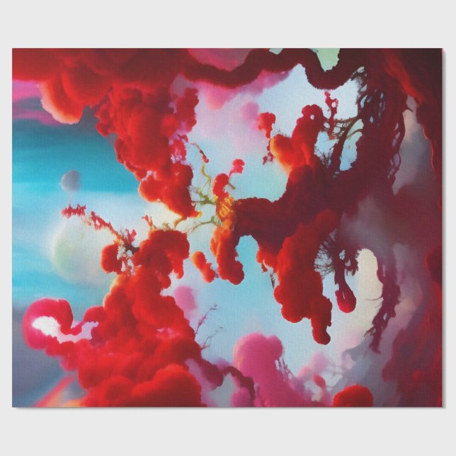 Abstrakt Red träd Presentpapper (Platt)