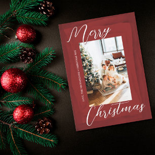 Abstrakt Red Watercolor Photo God jul Card Julkort