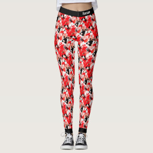 Abstrakt Red White Black Paint Splatter Mönster Leggings