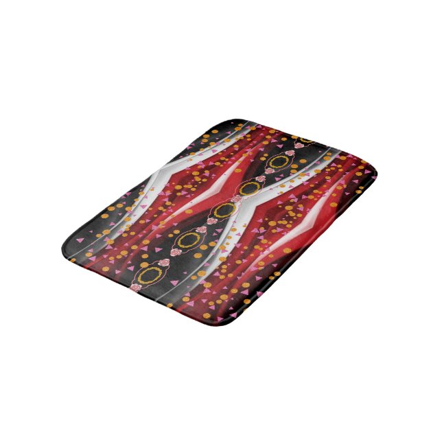 Abstrakt Red White Black Shower Mat-badrum Badrumsmatta (Vinklad)