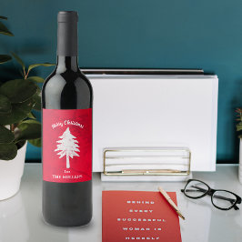 Abstrakt Red White Julgran God jul Vinflaska Etikett