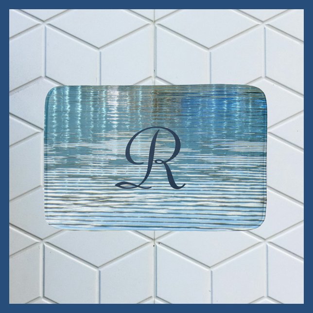 Abstrakt Reflekterande Initial Monogram Plüsch  Badrumsmatta (Skapare uppladdad)