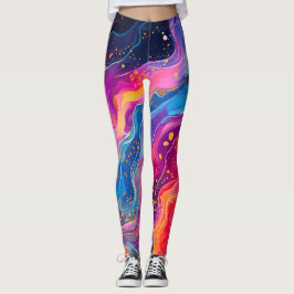 Abstrakt Regnbåge Cosmic Stänk Design Kvinnor i Leggings