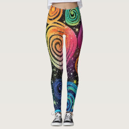Abstrakt Regnbåge Cosmic Stänk Design Kvinnor i Leggings