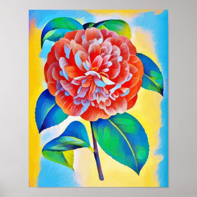 Abstrakt Regnbåge Flower original digital art Poster (Framsidan)