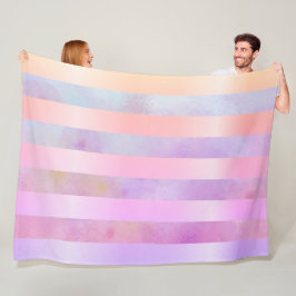 Abstrakt Regnbåge Flowers Rand i vattenfärg Fleecefilt