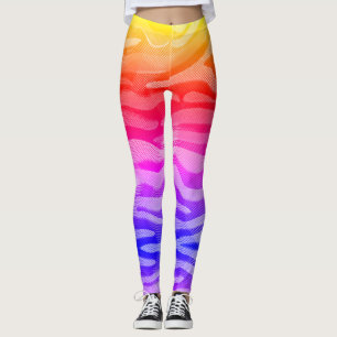 Abstrakt Regnbåge Gult, rött, Rosa, blåskinn Leggings