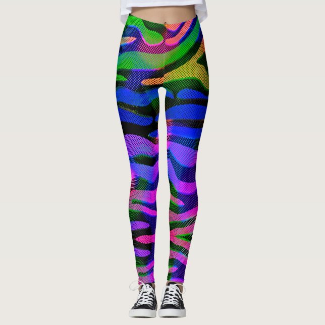 Abstrakt regnbåge holografisk look Leggings (Framsida)