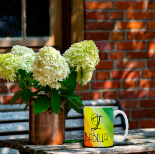 Abstrakt regnbåge namn monogram kaffemugg