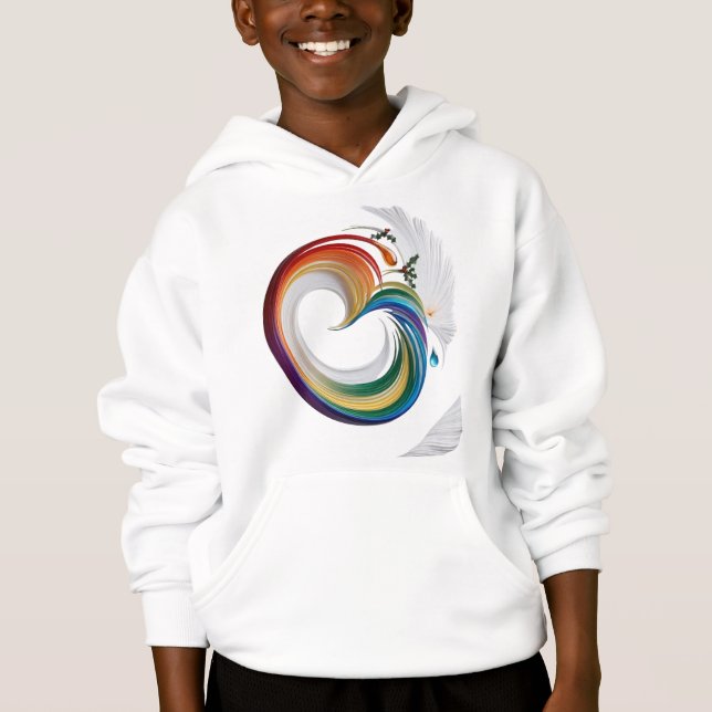 Abstrakt Regnbåge Quilling Holly Dynamiska Barn  T Shirt (Framsida)