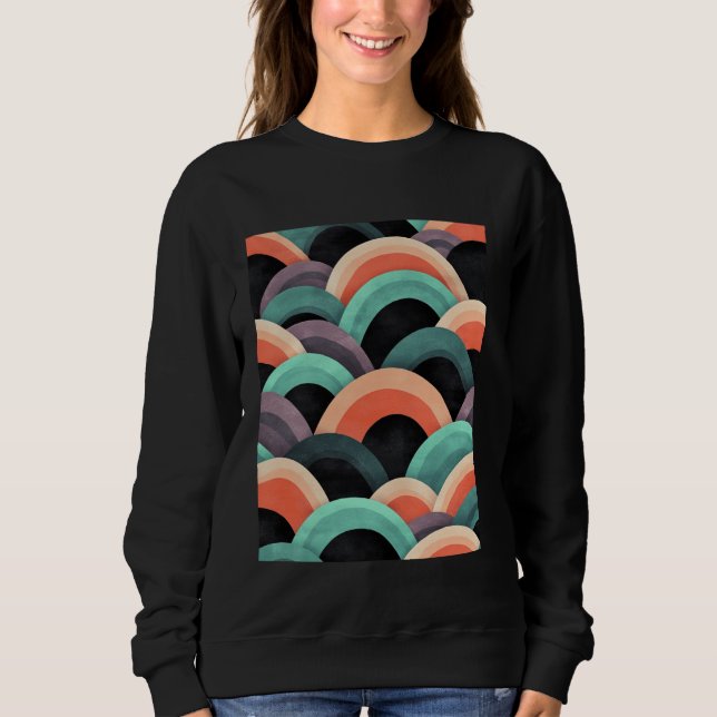 Abstrakt Regnbåge Vinkar Modern Design Art T Shirt (Framsida)