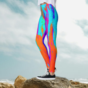 Abstrakt regnbågsfärgs penseldrag Målarmönster Leggings