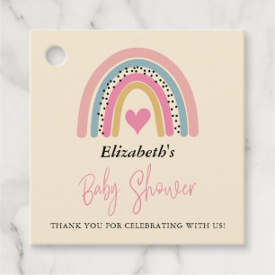 Abstrakt regnbågsflicka baby shower tack gåvor etiketter