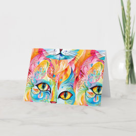 Abstrakt regnbågskatt tack kort