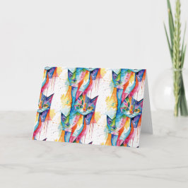 Abstrakt regnbågskatt tack kort