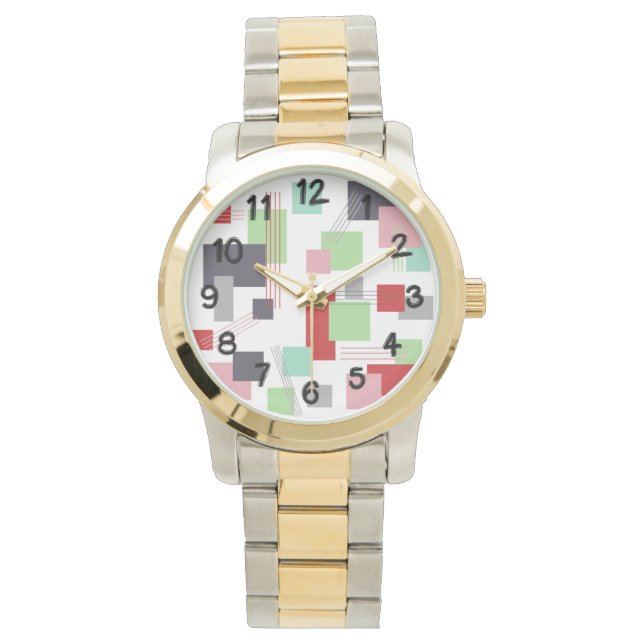 Abstrakt Rektanglar och Linjer Armbandsur (Framsida)