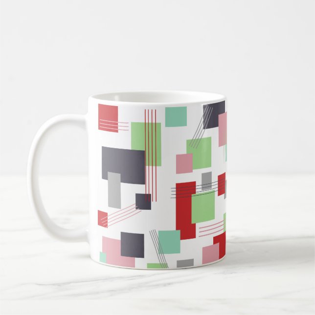 Abstrakt Rektanglar och Linjer Kaffemugg (Vänster)
