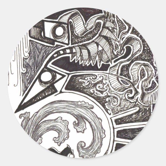 Abstrakt Reptiles Runt Klistermärke (Framsida)