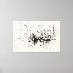 Abstrakt Restaurant Pub Scene - Canvastryck