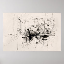 Abstrakt Restaurant Pub Scene - Poster