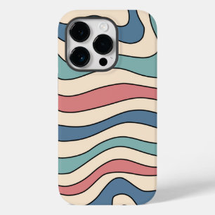 Abstrakt Retro 70s Marble Blue Groovy Mönster