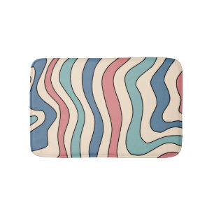 Abstrakt Retro 70s Marble Blue Groovy Mönster Badrumsmatta